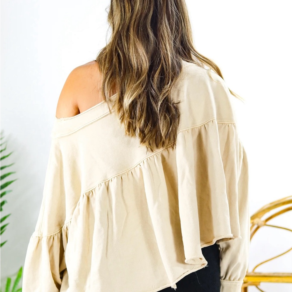 Stylish Cream Off-Shoulder Women's Sweatshirt